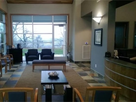 The bright reception area at the oral surgery office