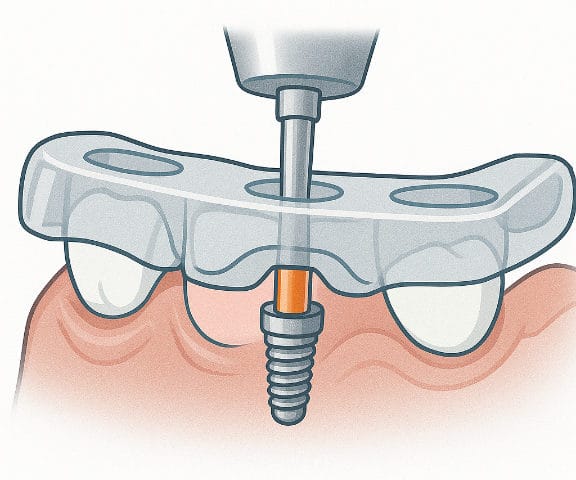 Illustration of a surgical guide used to place dental implants